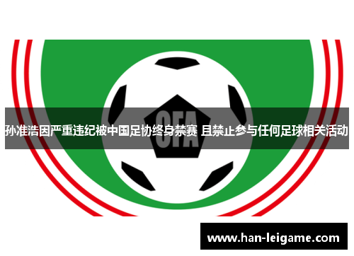 孙准浩因严重违纪被中国足协终身禁赛 且禁止参与任何足球相关活动 孙准浩因严重违纪被中国足协终身禁赛 且禁止参与任何足球相关活动